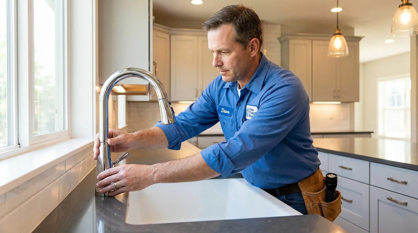 Kitchen faucet installation by Johns Plumbing LLC in Granville