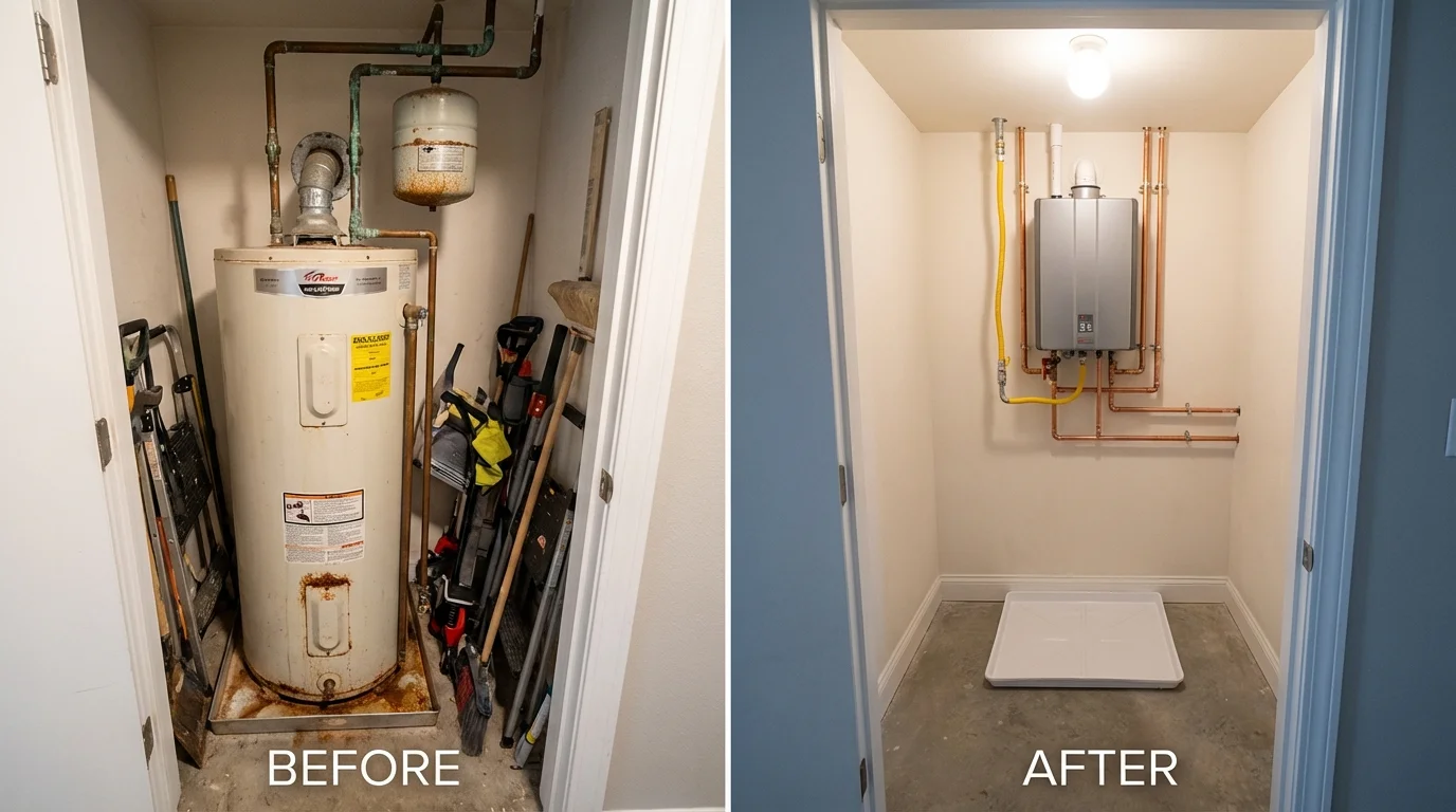 Tank water heater versus wall-mounted tankless unit comparison for Granville, WV homeowners